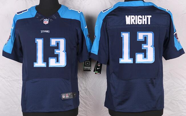 Nike Tennessee Titans 13 Wright Dark Blue Colors Elite Jerseys