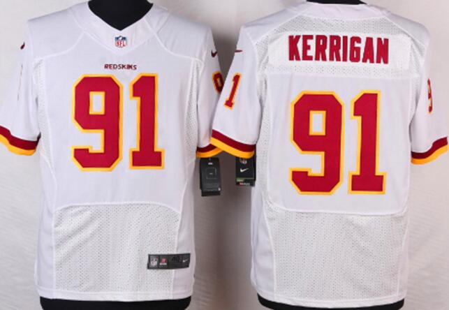 Nike Washington Red Skins 91 Kerrigan White elite football Jerseys