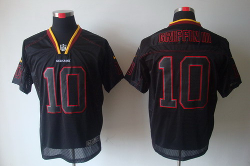 Nike Washington Redskins 10 Robert Griffin III Elite Black NFL Lights Out Jerseys