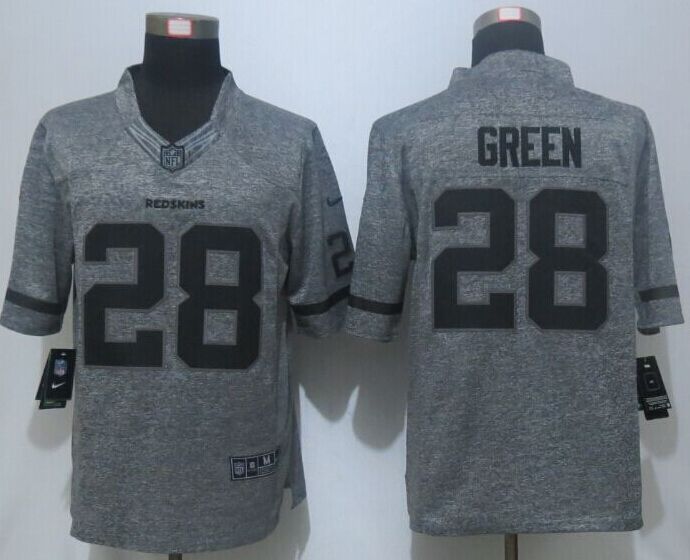 Nike Washington Redskins 28 Green Gray Men Stitched Gridiron Gray Limited Jersey