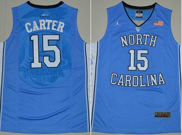 North Carolina Tar Heels Vince Carter 15 College Basketball Jersey - Carolina Blue