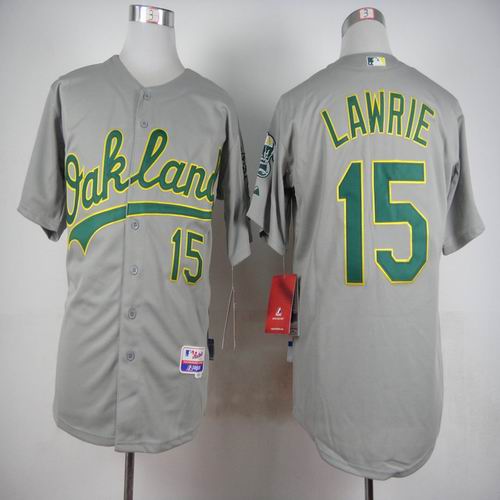 Oakland Athletics 15 Brett Lawrie gray baseball jerseys