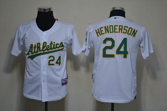 Oakland Athletics 24 HENDERSON white kid mlb jerseys