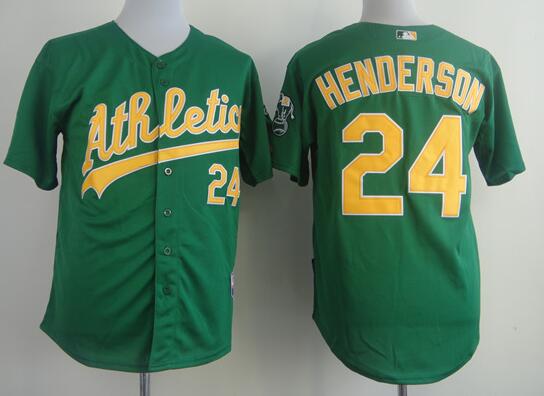 Oakland Athletics 24 Rickey Henderson green men baseball MLB Jerseys