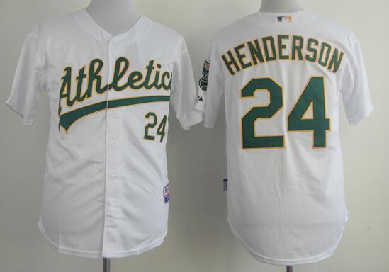 Oakland Athletics 24 Rickey Henderson white men baseball MLB Jerseys