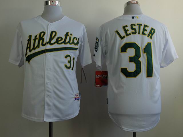 Oakland Athletics 31 Jon Lester White baseball jerseys