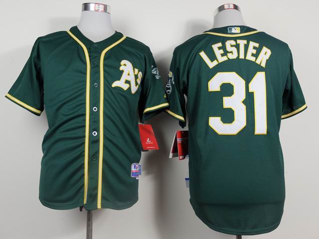 Oakland Athletics 31 Jon Lester green baseball jerseys