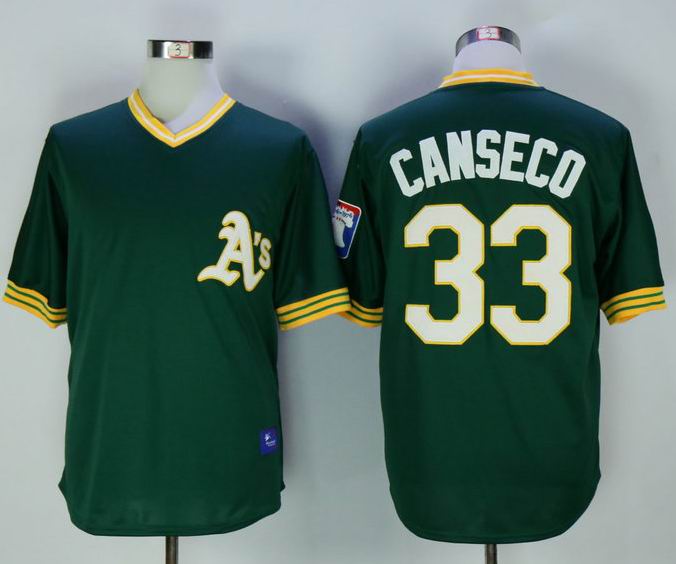 Oakland Athletics 33 Jose Canseco throwback Green baseball jersey