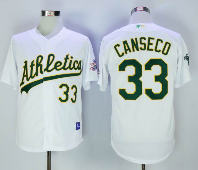 Oakland Athletics 33 Jose Canseco throwback white baseball jersey