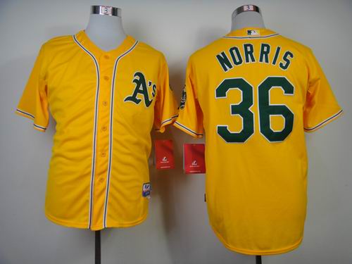 Oakland Athletics 36 Norris yellow mlb jerseys