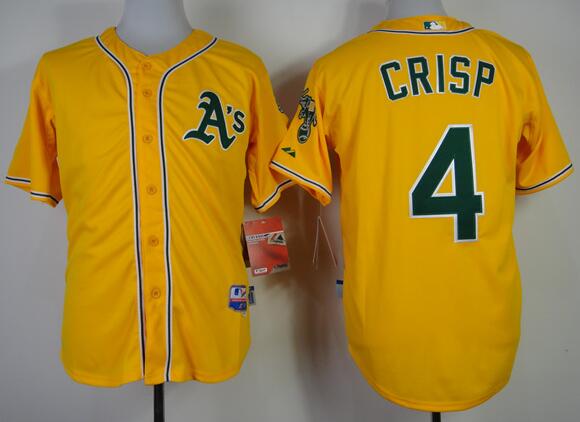 Oakland Athletics 4 Coco Crisp yellow baseball jerseys