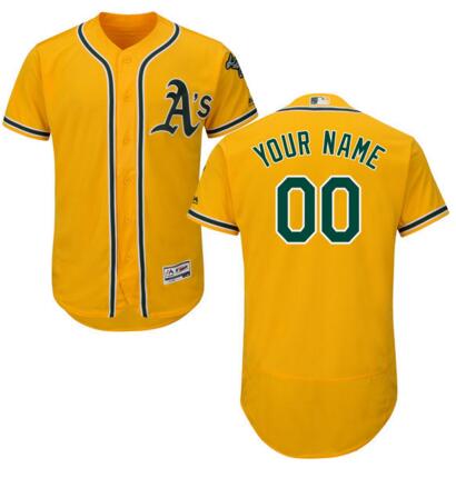 Oakland Athletics Majestic Alternate Gold Flex Base Authentic Collection Custom Jersey