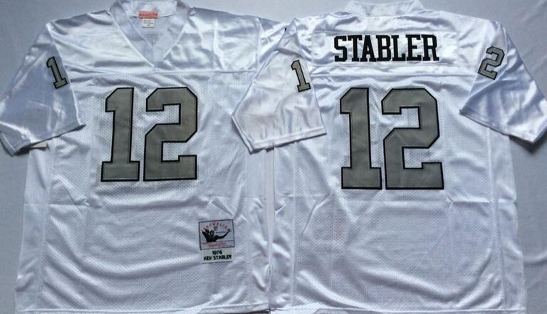 Oakland Raiders 12 Kenny Stabler white men NFL football Jerseys