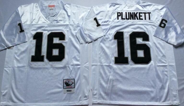 Oakland Raiders 16 Jim Plunkett Throwback white football Jersey