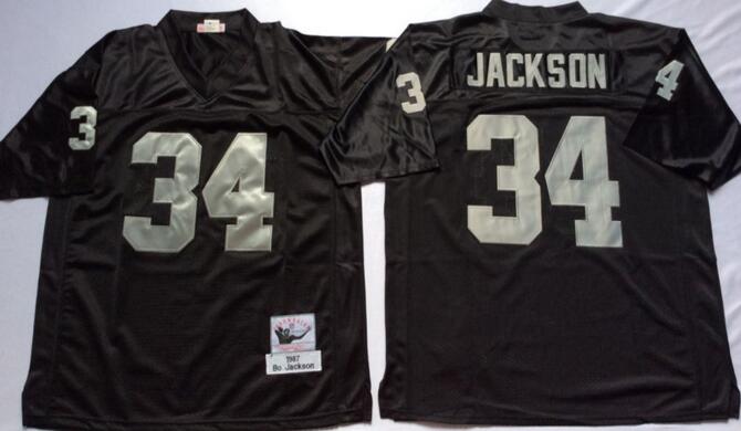 Oakland Raiders 34 Bo Jackson Throwback black football Jersey