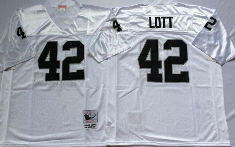 Oakland Raiders 42 Ronnie Lott Throwback white men football Jersey