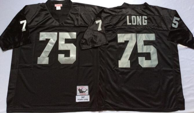 Oakland Raiders H.Long 75Throwback black football Jersey