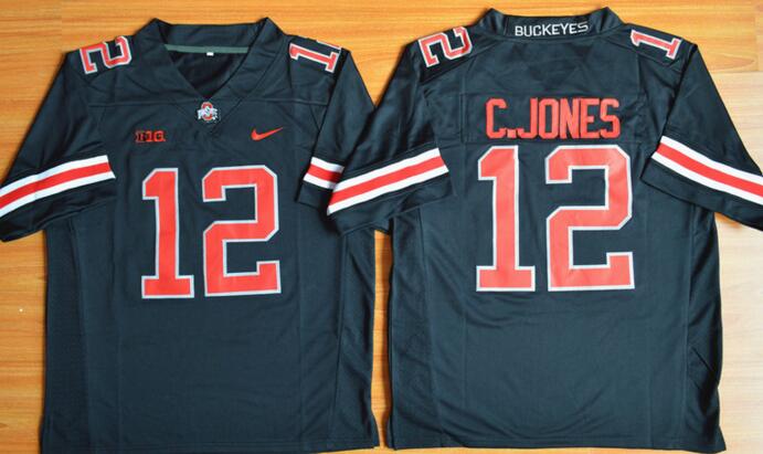 Ohio State Buckeyes 12 Cardale Jones Black red men College ncaa Football Jersey Ohio State Buckeyes 12 Cardale Jones Black red men College ncaa Football Jersey