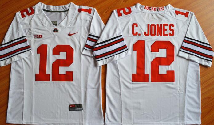 Ohio State Buckeyes 12 Cardale Jones white mens College ncaa Football Jerseys
