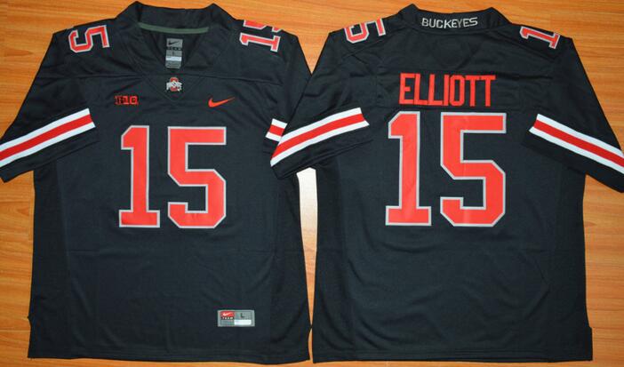 Ohio State Buckeyes 15 Ezekiel Elliott Black red men College ncaa Football Jersey
