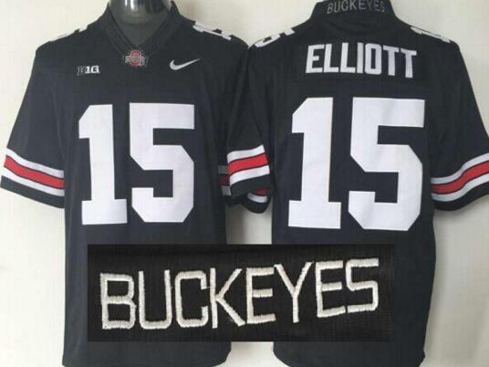 Ohio State Buckeyes 15 Ezekiel Elliott Black white men College ncaa Football Jerseys