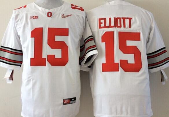 Ohio State Buckeyes 15 Ezekiel Elliott white men College ncaa Football Jerseys