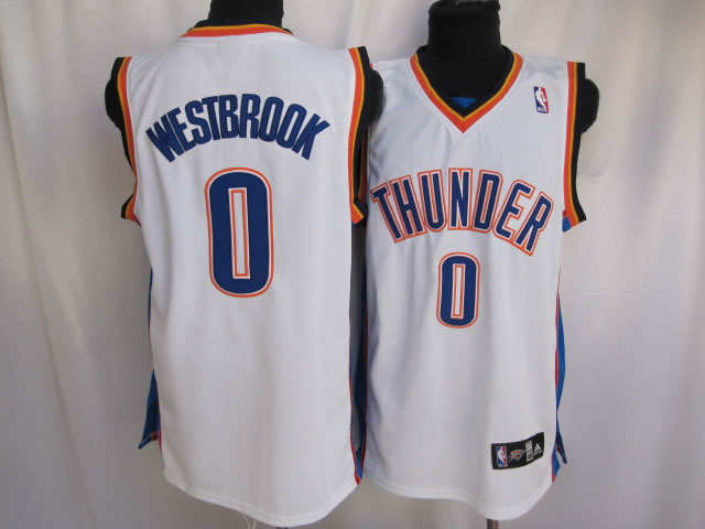 Oklahoma City Thunder 0 WESTBROOK  white Adidas men nba basketball jerseys