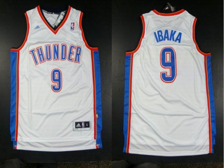 Oklahoma City Thunder 9 Serge Ibaka White Adidas men nba basketball jerseys