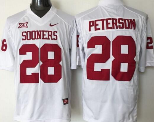 Oklahoma Sooners 28 Adrian Peterson white men NCAA college Football Jersey