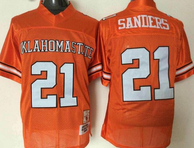 Oklahoma State Cowboys 21 Barry Sanders orange men College ncaa Football Jerseys
