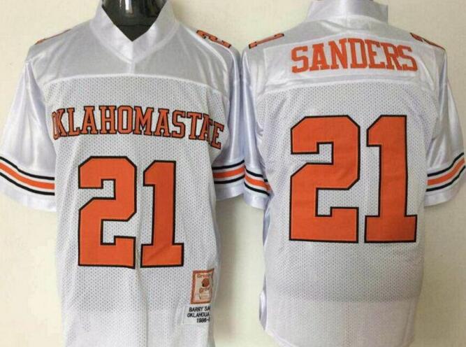 Oklahoma State Cowboys 21 Barry Sanders white men College ncaa Football Jerseys Oklahoma State Cowboys 21 Barry Sanders white men College ncaa Football Jerseys