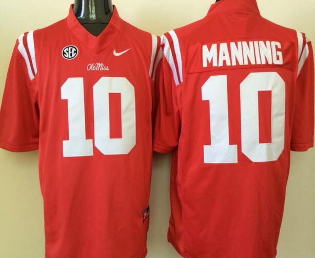 Ole Miss Rebels 10 Eli Manning red men College ncaa Football Jerseys