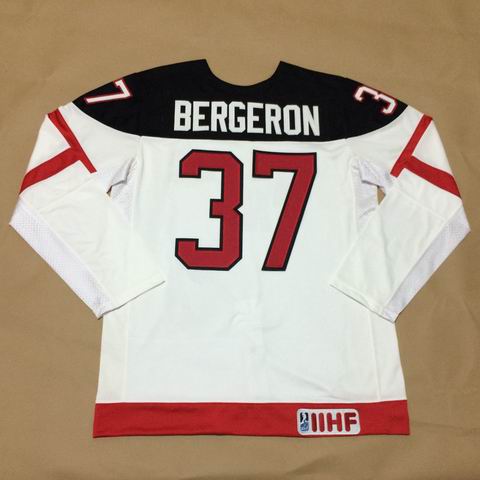 Olympic CA. 37 Patrice Bergeron 100th Anniversary Stitched white men nhl hockey jerseys