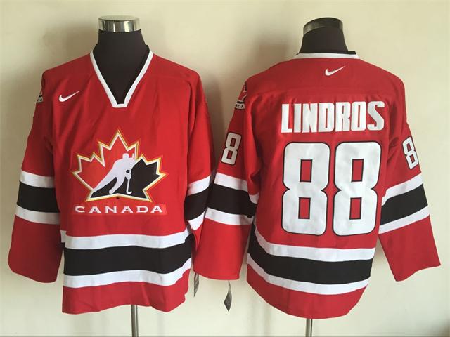 Olympic Version 88 Eric Lindros Red Black  Throwback men nhl hockey jerseys 2002