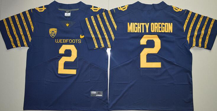 Oregon Ducks 2016 Spring Game Mighty Oregon 2 Weebfoot 100th Rose Bowl Game Elite blue Jersey - Navy