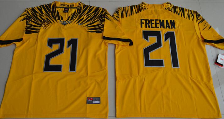 Oregon Ducks 21 Royce Freeman yellow men College ncaa Football Jerseys