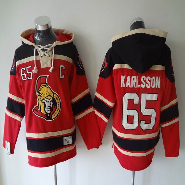 Ottawa Senators 65 Erik Karlsson Red black men nhl ice hockey  jerseys