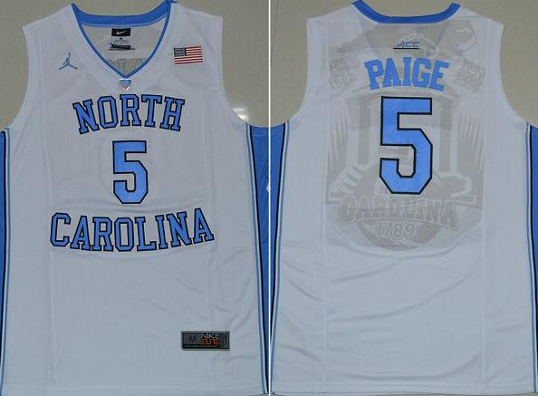 Paige North Carolina #5 White College Basketball Jersey