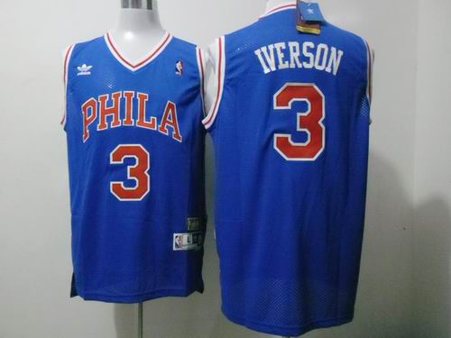 Philadelphia 76ERS 3 Allen Iverson blue Adidas men nba basketball jerseys