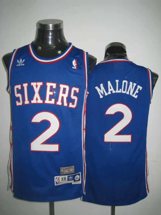 Philadelphia 76ers 2 MALONE blue Adidas men nba basketball jerseys