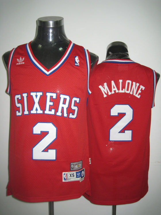 Philadelphia 76ers 2 MALONE red Adidas men nba basketball jerseys