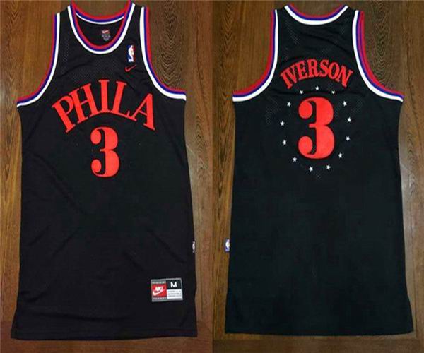 Philadelphia 76ers 3 Allen Iverson black  Adidas men nba basketball jerseys