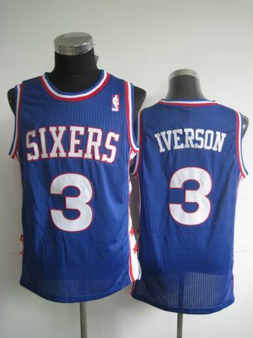 Philadelphia 76ers 3 IVERSON blue men nba basketball jerseys