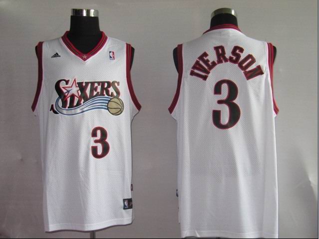 Philadelphia 76ers 3 Iverson  White men nba basketball jerseys