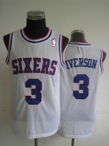 Philadelphia 76ers 3 Iverson White Adidas men nba basketball jersey