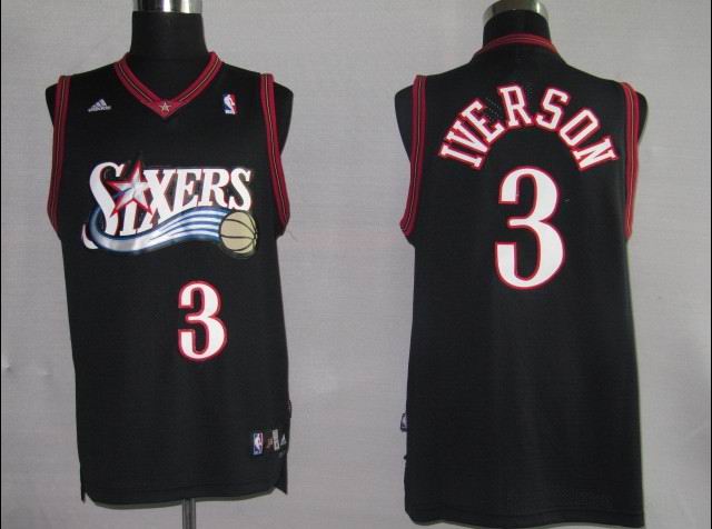 Philadelphia 76ers 3 Iverson black men nba basketball jersey