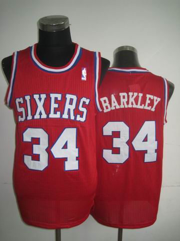 Philadelphia 76ers 34 BARKLEY 34 red Adidas men nba basketball jerseys