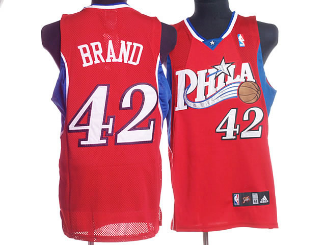 Philadelphia 76ers 42 BRAND Red Adidas men Adidas men nba basketball jerseys