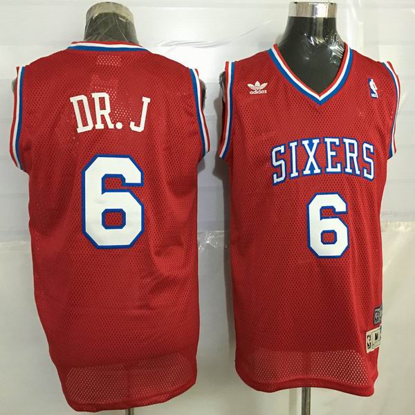 Philadelphia 76ers 6 Dr.J red Adidas men nba basketball jerseys