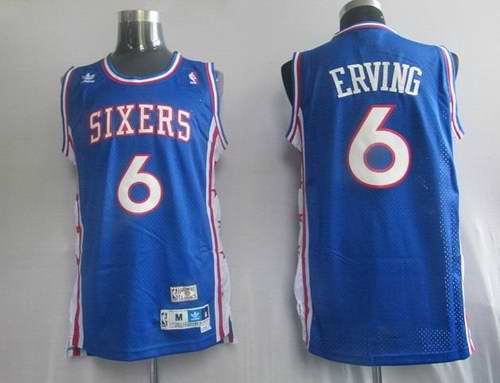 Philadelphia 76ers 6 ERVING blue Adidas men nba basketball jerseys